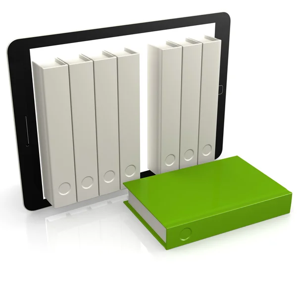 Green book out of tablet — Stock Photo, Image