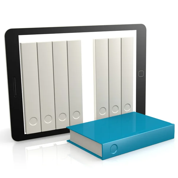 Blue book out of tablet — Stock Photo, Image