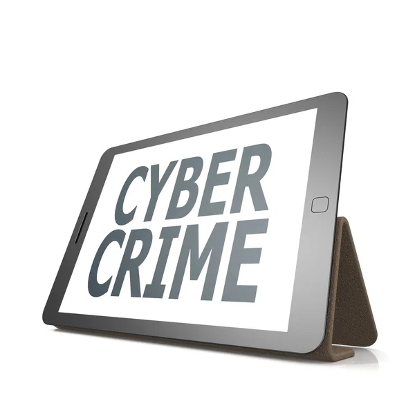Tableta con palabra delito cibernético —  Fotos de Stock