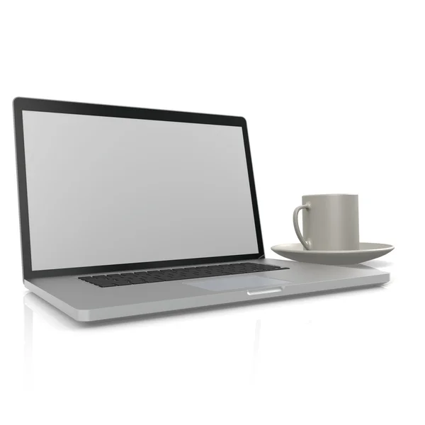 Laptop with cup — Stock Photo, Image