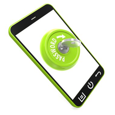 Yeşil parola anahtarı smartphone cep telefonu ile