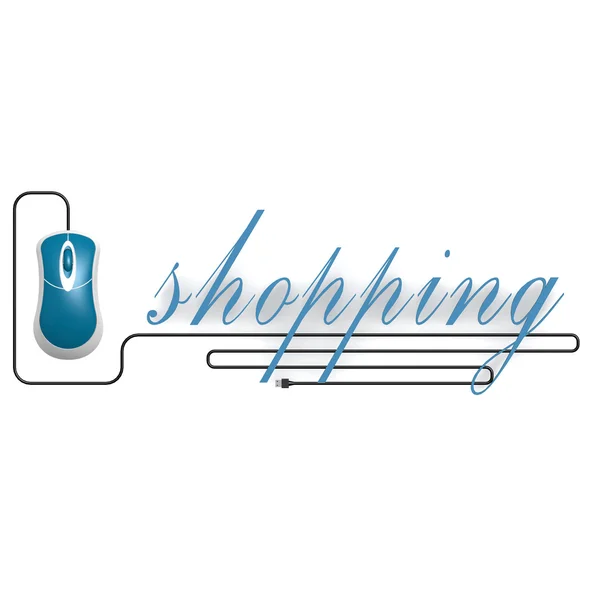 Parola di shopping con il mouse del computer — Foto Stock