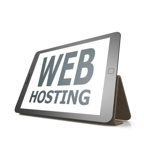 Δισκίο με web hosting λέξη — Φωτογραφία Αρχείου