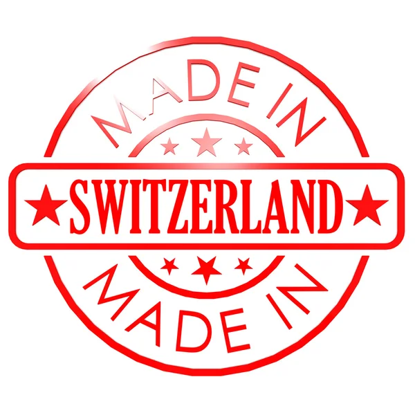 Tillverkad i Schweiz röd sigill — Stockfoto