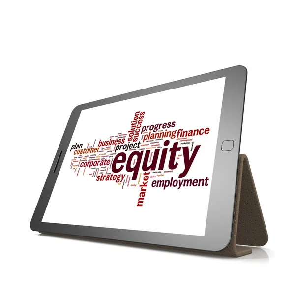 "Equity" woord wolk op Tablet PC — Stockfoto