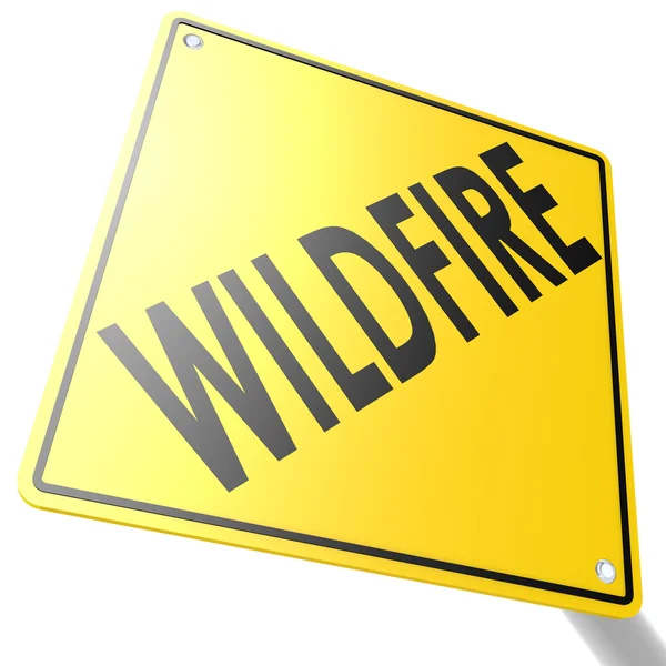 Vägmärke med wildfire — Stockfoto