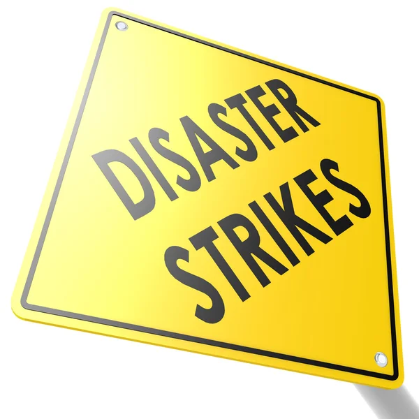 Road sign with disaster strikes — Stock Photo, Image