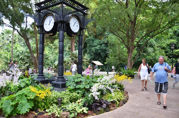 Les gens traversent les jardins botaniques de Singapour — Photo