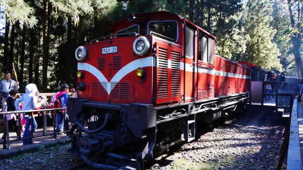 Turisté se svézt na Alishan horské železnice — Stock fotografie