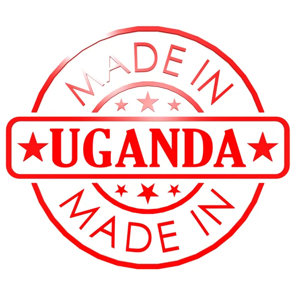 Feito em Uganda selo vermelho — Fotografia de Stock