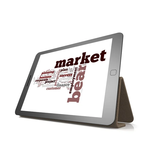 Urso nuvem palavra mercado no tablet — Fotografia de Stock