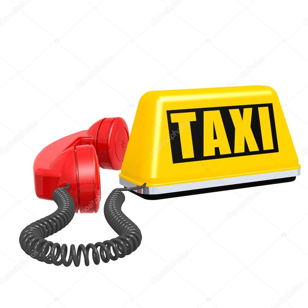 Taxi car sign and telephone
