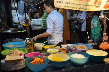 Sokak satıcısı aşçılar Tayland Bangkok yastık