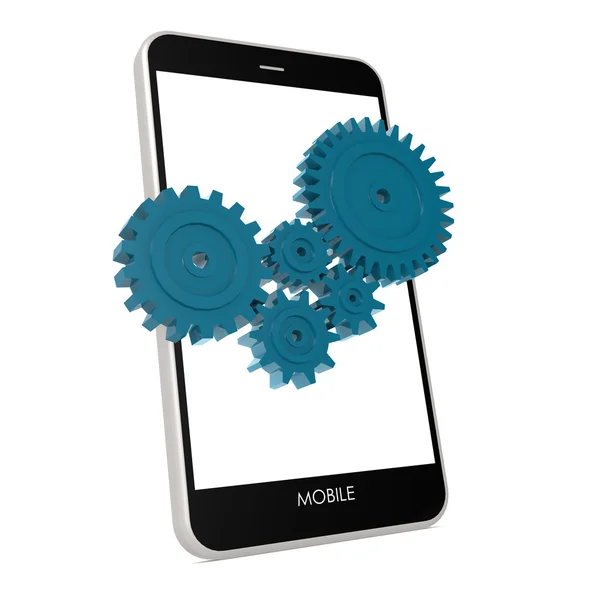 Smartphone with gear — Stock Photo, Image