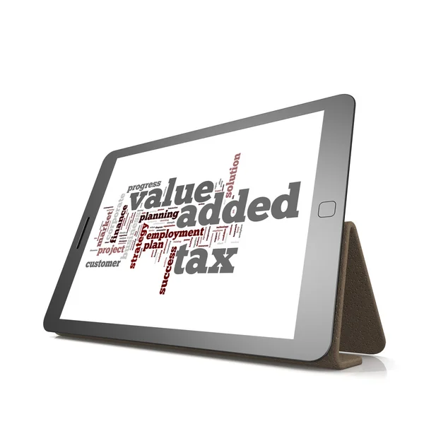 Wartość podatku VAT słowo chmura na tabletki — Zdjęcie stockowe