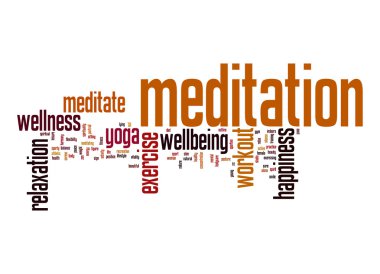 Beyaz arka plan ile meditasyon kelime bulutu 