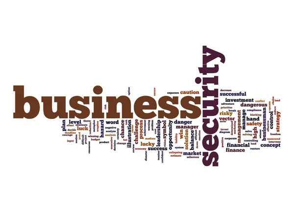 Üzleti biztonsági szó felhő-val fehér háttér — Stock Fotó