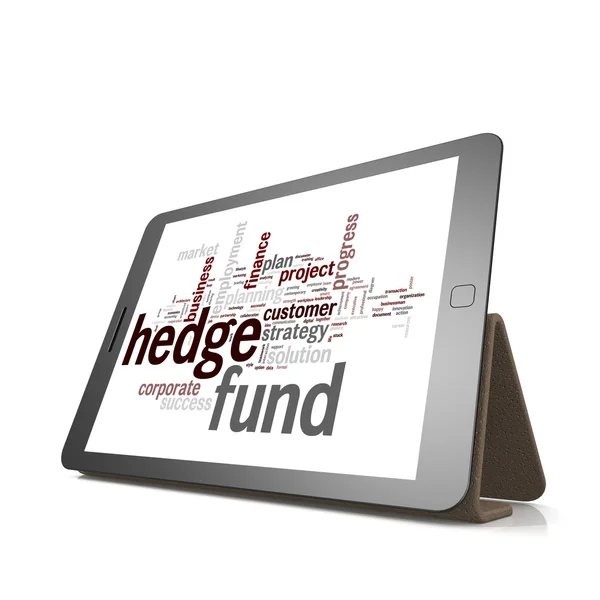 Hedge fund word cloud on tablet — Stock Photo, Image