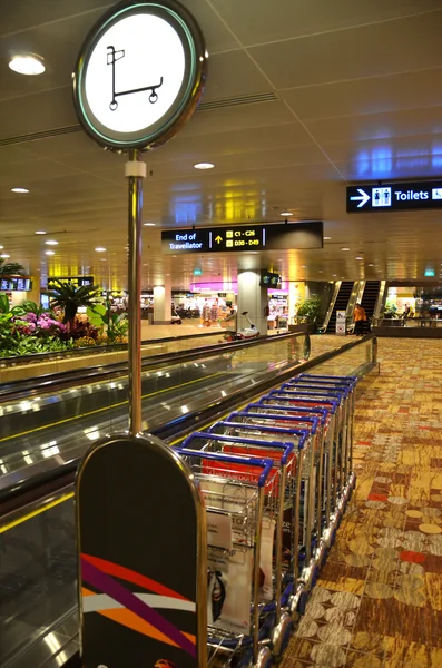 Singapur'da Changi Havaalanı bagaj arabaları — Stok fotoğraf