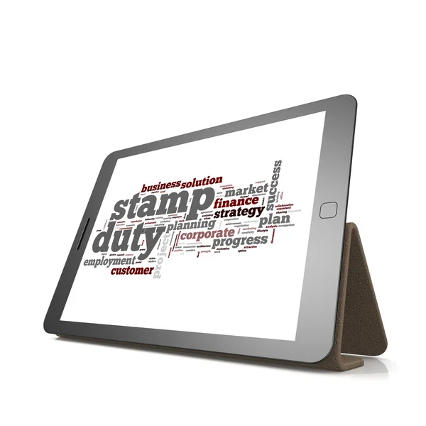 Stamp duty word cloud on tablet — Stock Photo, Image