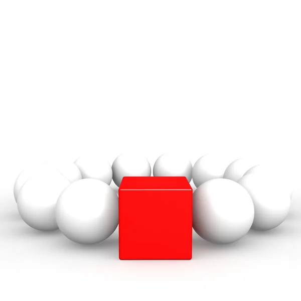 Rotes Quadrat und weiße Kugel — Stockfoto