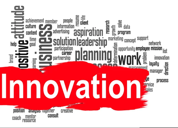 Innovation word cloud with red banner — Stock Photo, Image