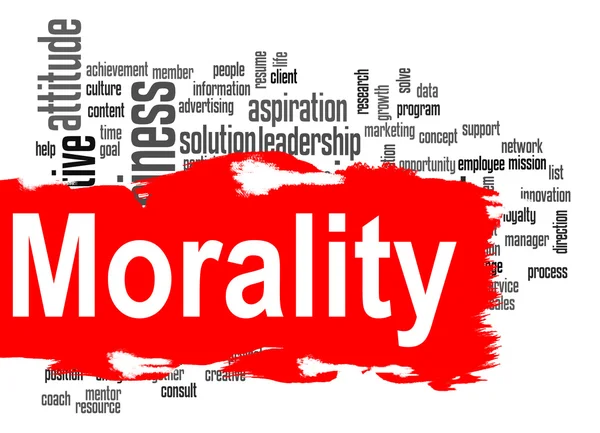 Moralwortwolke mit rotem Banner — Stockfoto
