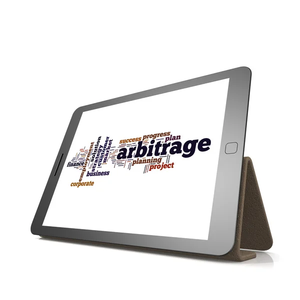 Arbitrage word cloud on tablet — Stock Photo, Image