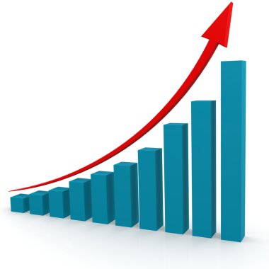 Mavi grafik üzerinde kırmızı ok