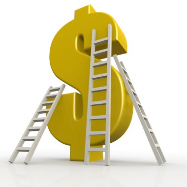 Beyaz merdiven ile sarı dolar işareti