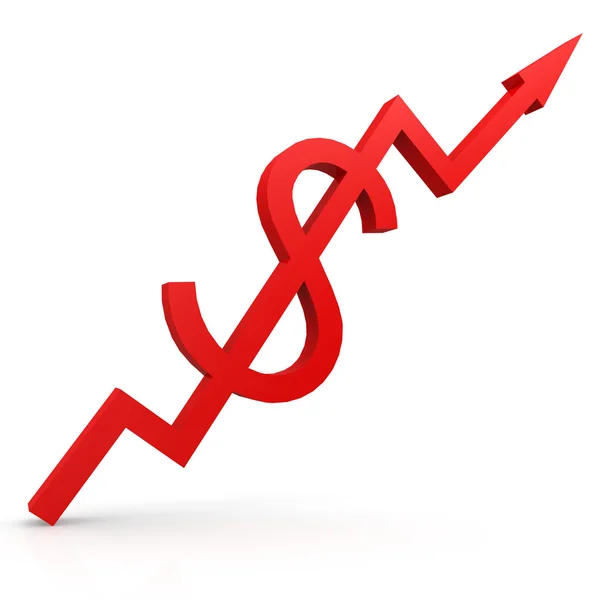 Red graph with dollar sign up — Stock Photo, Image