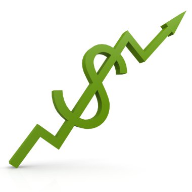 Dolar işareti olan yeşil grafik