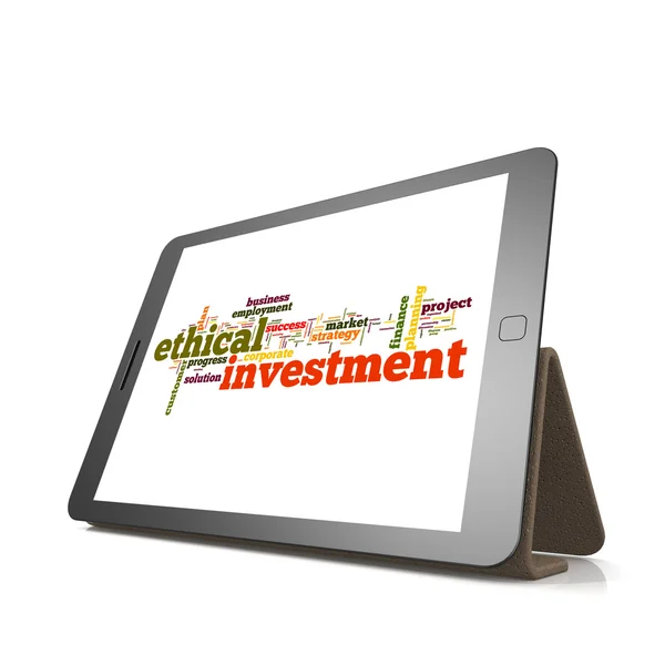 Ethical investmentword cloud on tablet — Stock Photo, Image