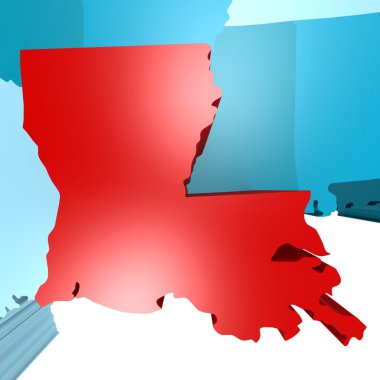 Louisiana harita mavi ABD harita üzerinde