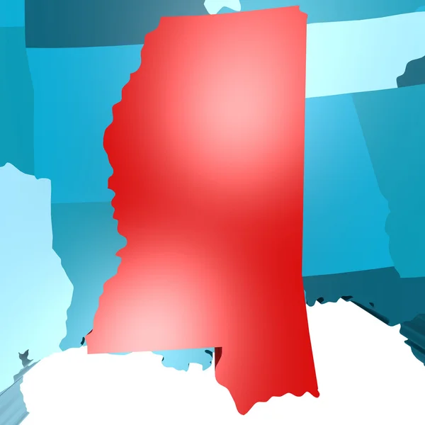 Carte du Mississippi sur la carte bleue des États-Unis — Photo