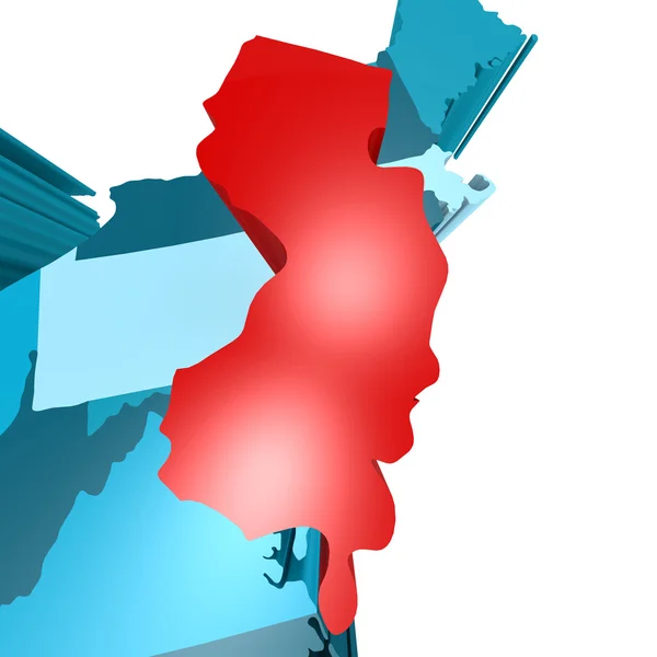 Карта Нью-Джерси на карте США — стоковое фото