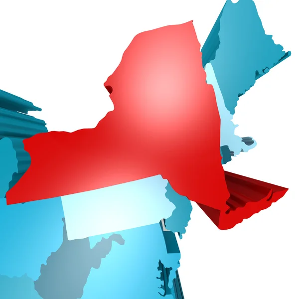 Mapa Nowy Jork na niebieski mapy Usa — Zdjęcie stockowe