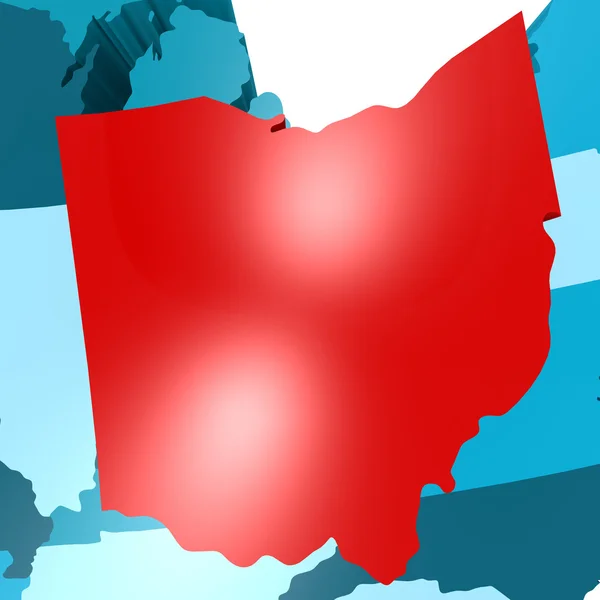Ohio karta på blå Usa karta — Stockfoto
