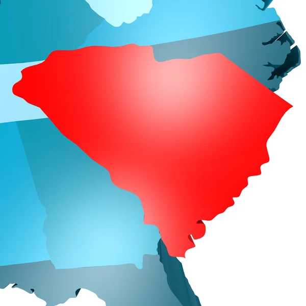 Caroline du Sud carte sur la carte bleue États-Unis — Photo
