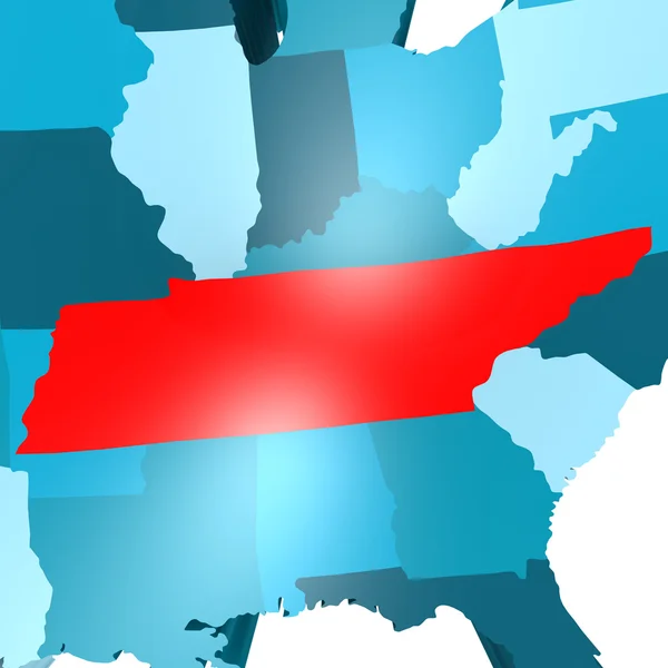 Tennessee map on blue USA map — Stock Photo, Image