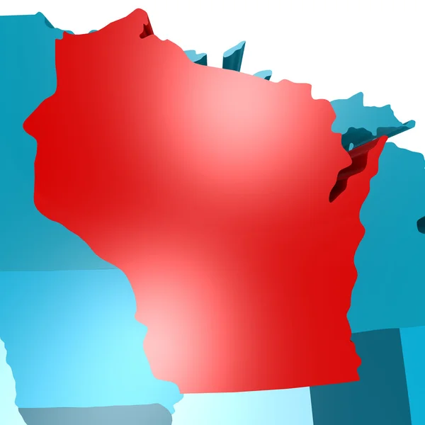 Wisconsin map on blue USA map — Stock Photo, Image
