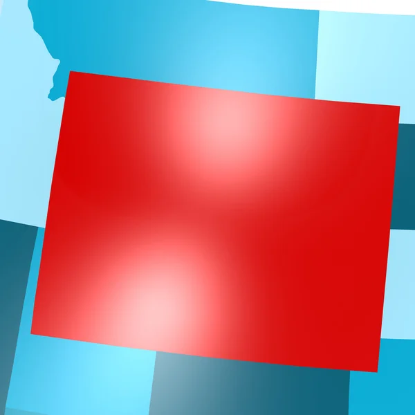 Wyoming map on blue USA map — Stock Photo, Image