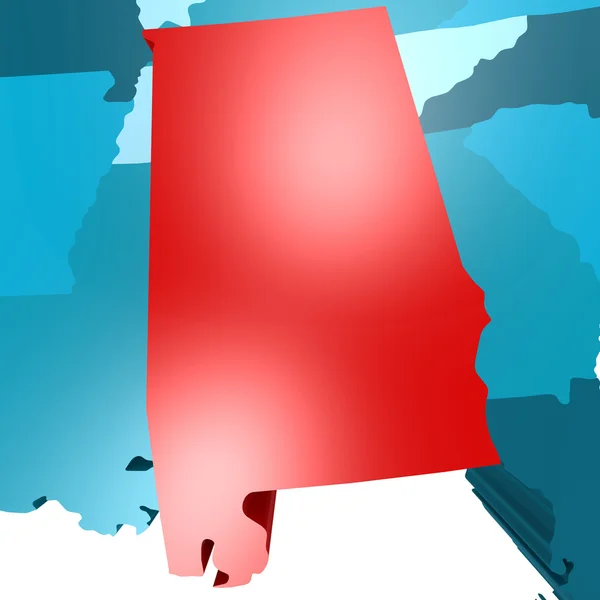 Carte de l'Alabama sur la carte bleue des États-Unis — Photo
