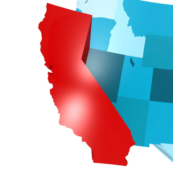 California karta på blå Usa karta — Stockfoto