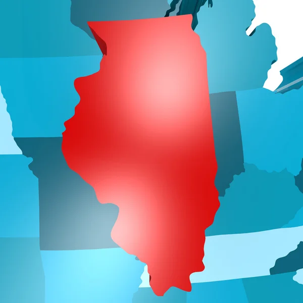 伊利诺伊州地图上蓝色美国地图 — 图库照片