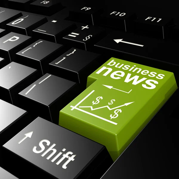 Business news word on the green enter keyboard — Zdjęcie stockowe