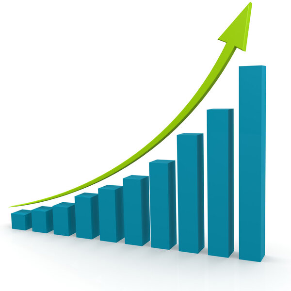 Зеленая стрелка на синем графе
