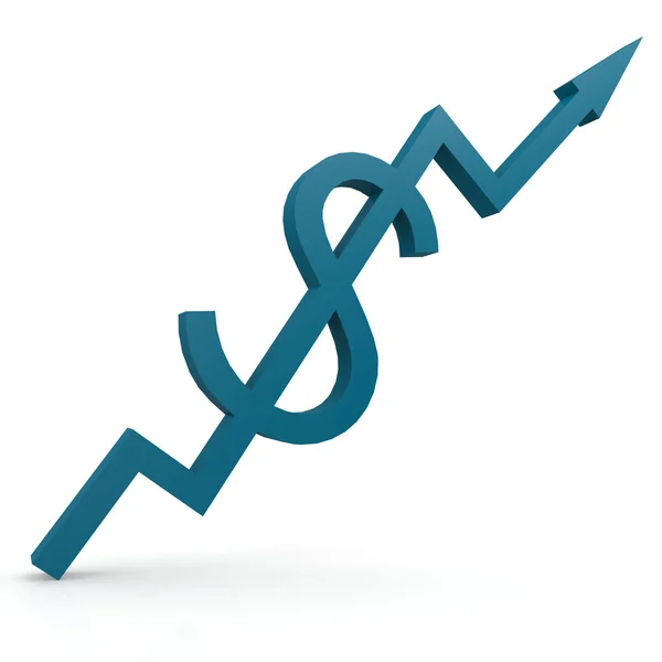 Grafico blu con dollaro iscriversi — Foto Stock