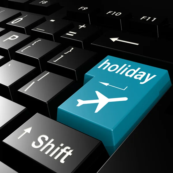Parola di vacanza sul azzurro entrano in tastiera — Foto Stock