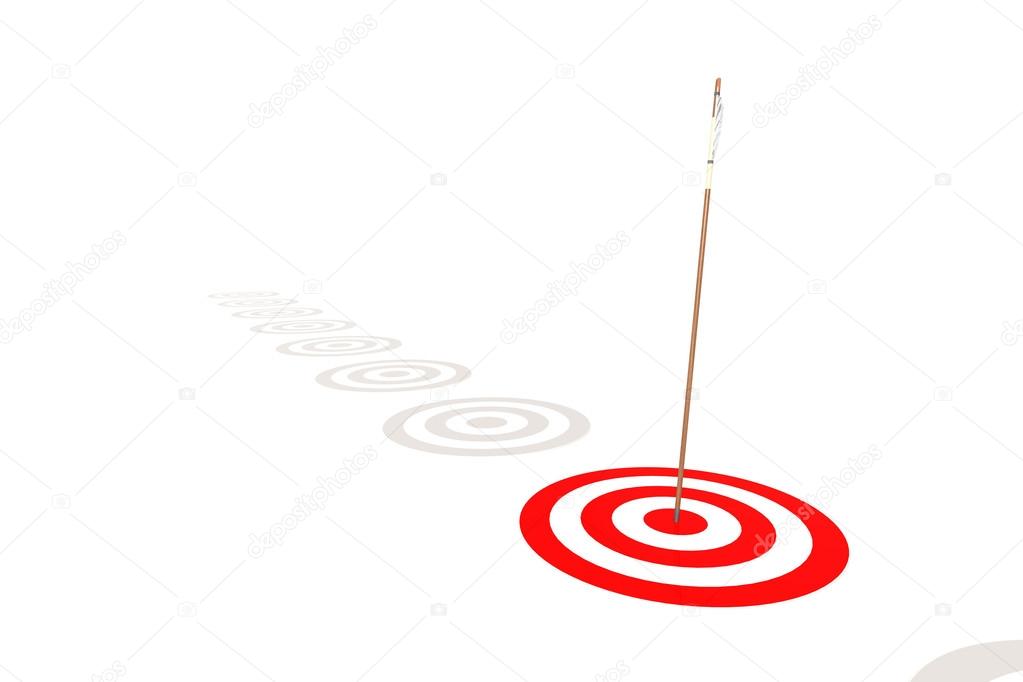 Arrow hitting the center of a red target